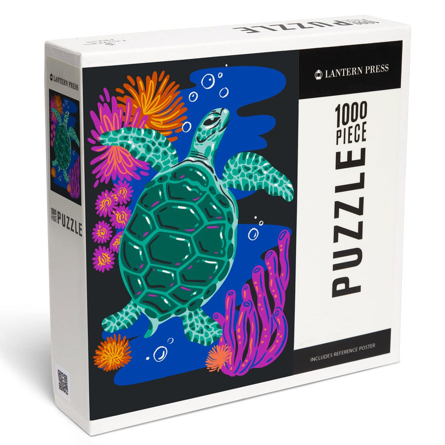 Lush Environment Collection, Sea Turtle and Foliage, Jigsaw Puzzle Puzzle Lantern Press 