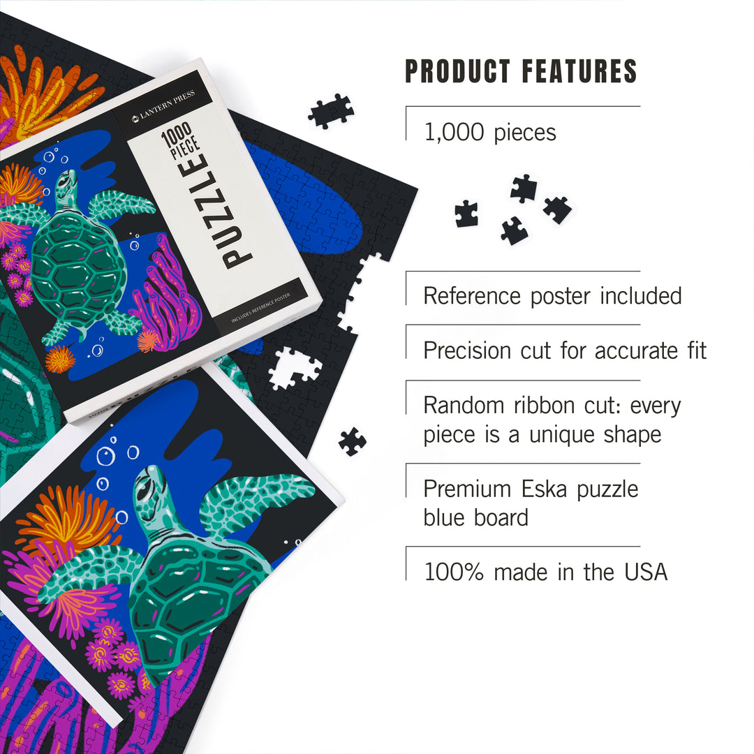 Lush Environment Collection, Sea Turtle and Foliage, Jigsaw Puzzle Puzzle Lantern Press 