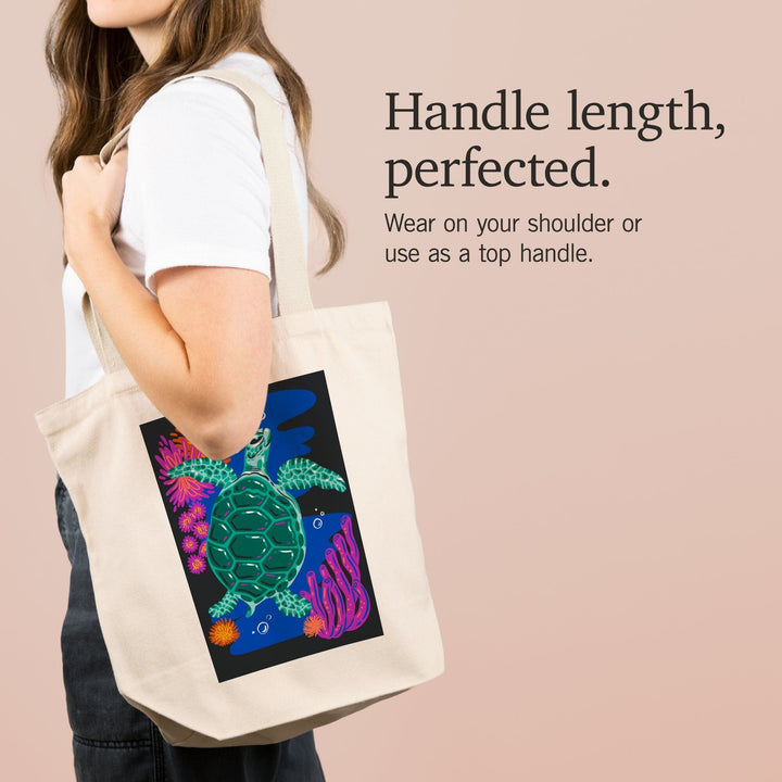 Lush Environment Collection, Sea Turtle and Foliage, Tote Bag - Lantern Press