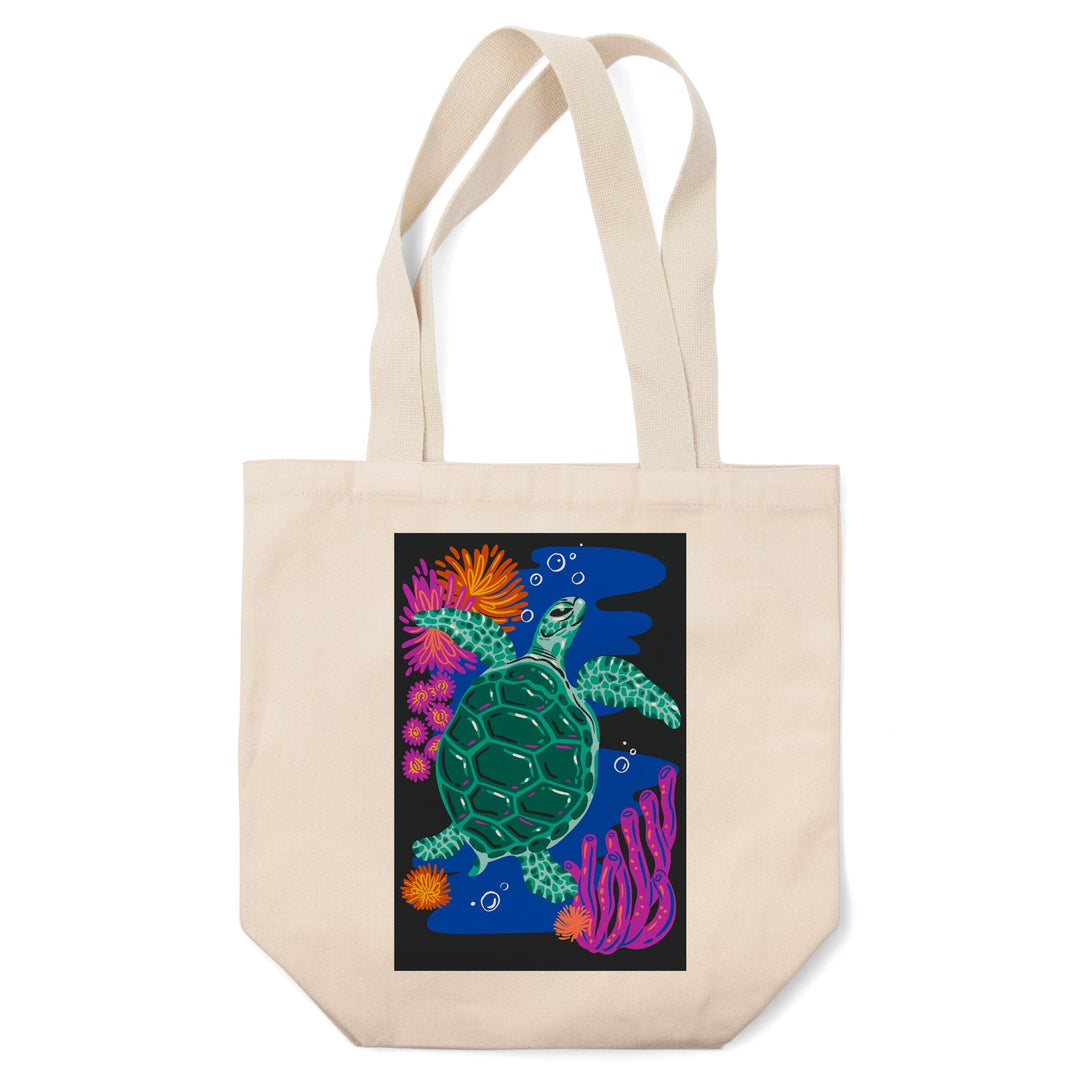 Lush Environment Collection, Sea Turtle and Foliage, Tote Bag - Lantern Press