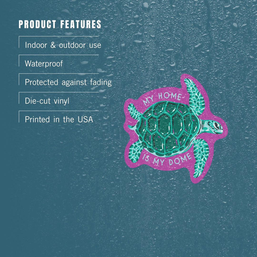 Lush Environment Collection, Sea Turtle, My Home is My Dome, Contour, Vinyl Sticker Sticker Lantern Press 
