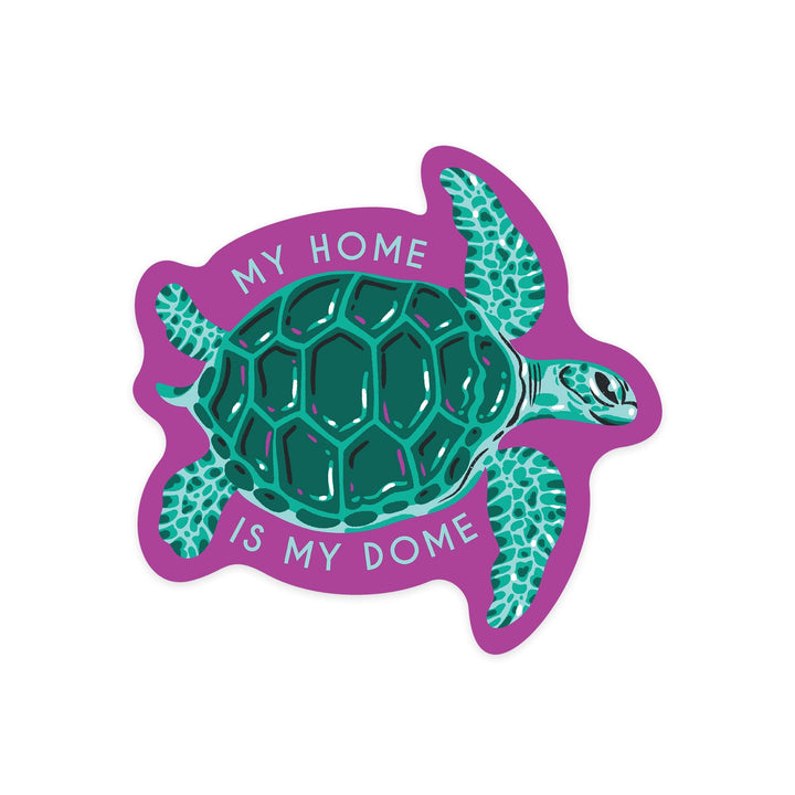 Lush Environment Collection, Sea Turtle, My Home is My Dome, Contour, Vinyl Sticker Sticker Lantern Press 