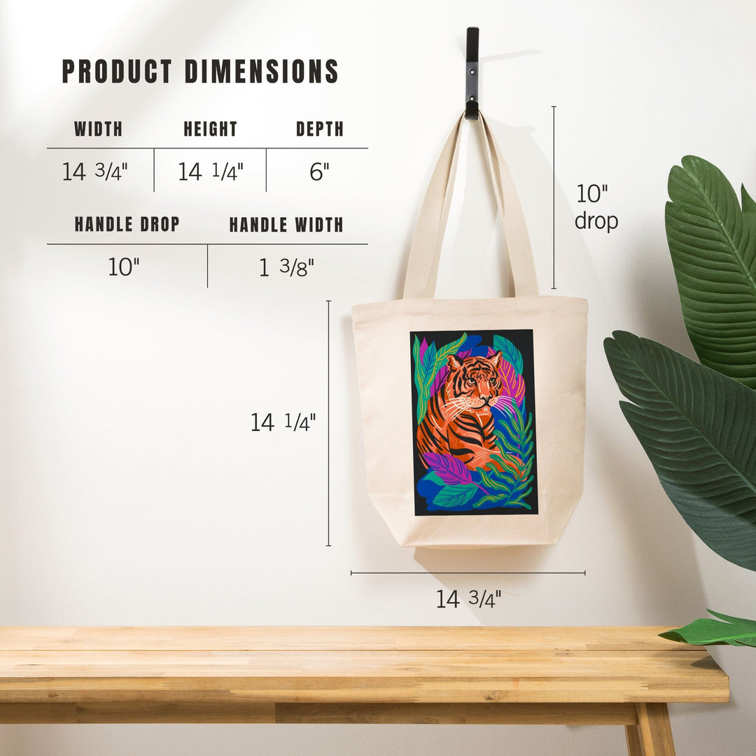 Lush Environment Collection, Tiger and Foliage, Tote Bag - Lantern Press