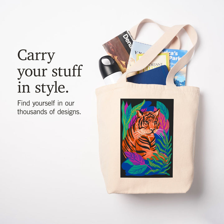 Lush Environment Collection, Tiger and Foliage, Tote Bag - Lantern Press