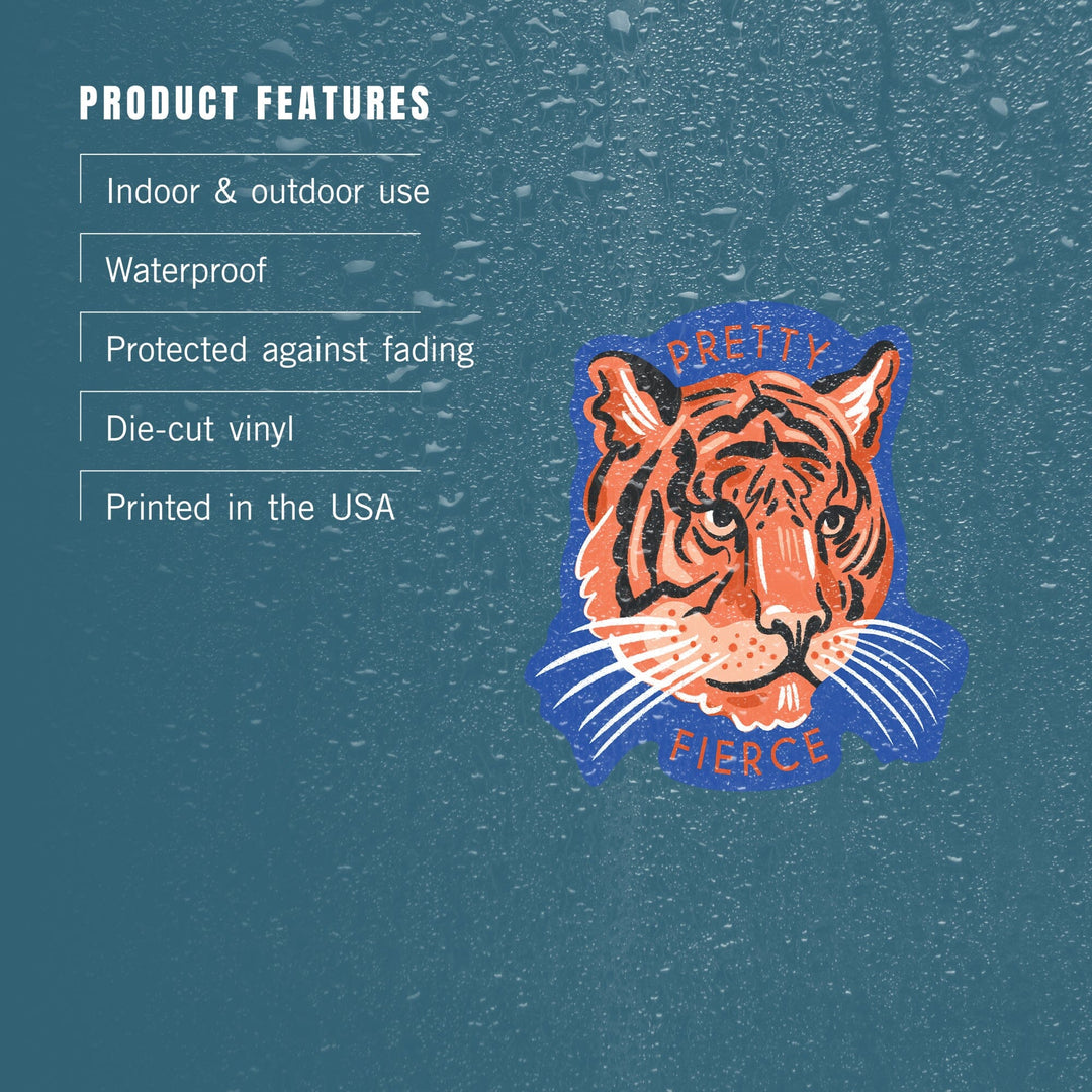 Lush Environment Collection, Tiger Portrait, Pretty Fierce, Contour, Vinyl Sticker Sticker Lantern Press 