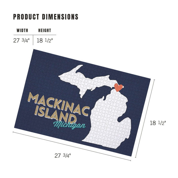 Mackinac Island, Michigan, Home State with Red Heart, Jigsaw Puzzle Puzzle Lantern Press 