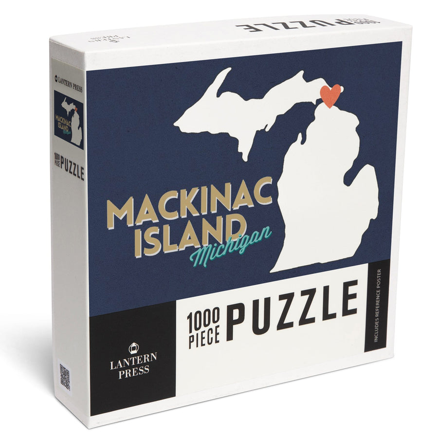 Mackinac Island, Michigan, Home State with Red Heart, Jigsaw Puzzle Puzzle Lantern Press 