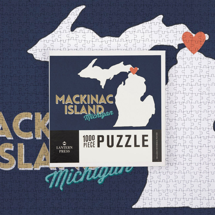 Mackinac Island, Michigan, Home State with Red Heart, Jigsaw Puzzle Puzzle Lantern Press 