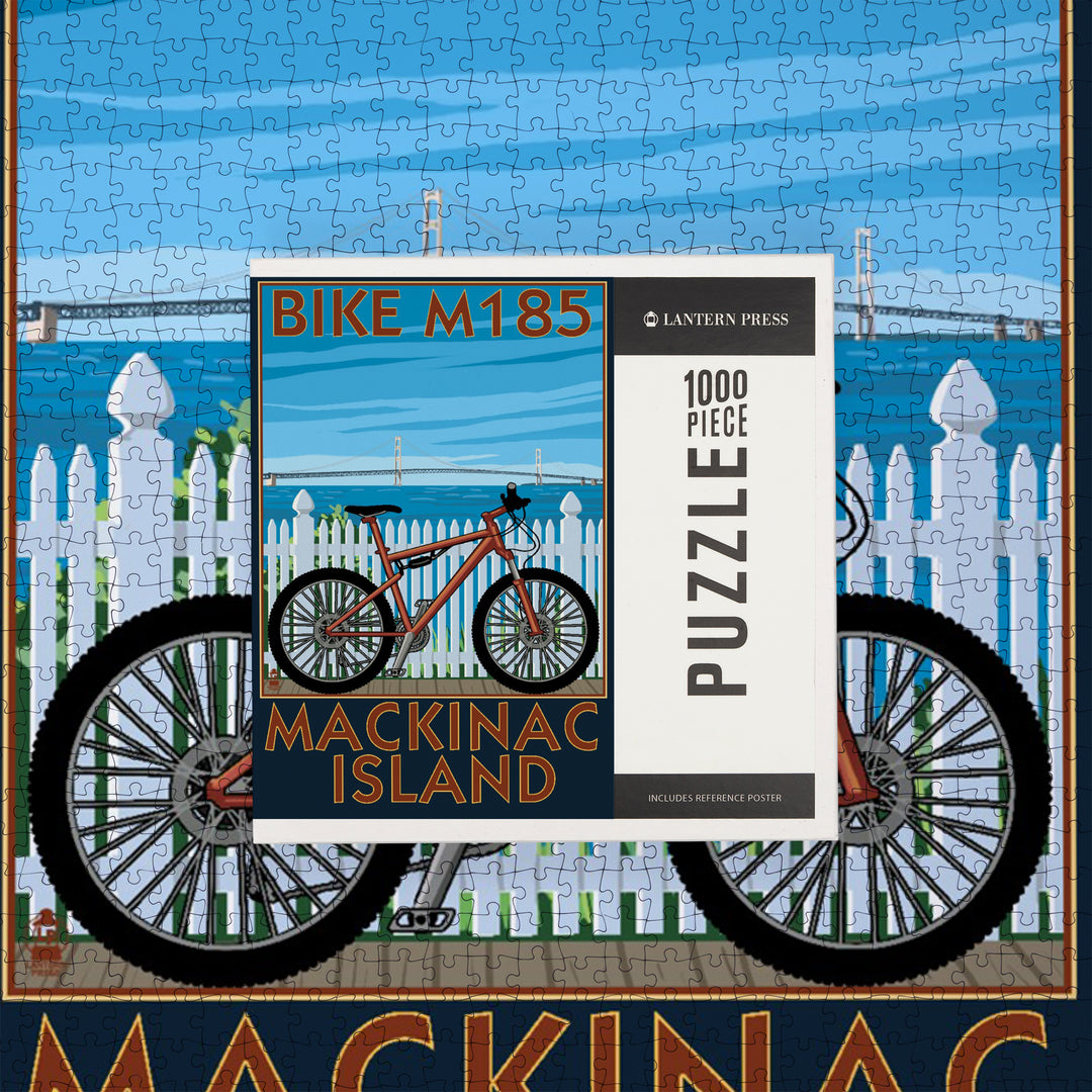 Mackinac Island, Michigan, Mountain Bike Scene, Jigsaw Puzzle Puzzle Lantern Press 