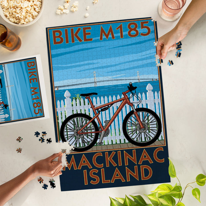 Mackinac Island, Michigan, Mountain Bike Scene, Jigsaw Puzzle Puzzle Lantern Press 