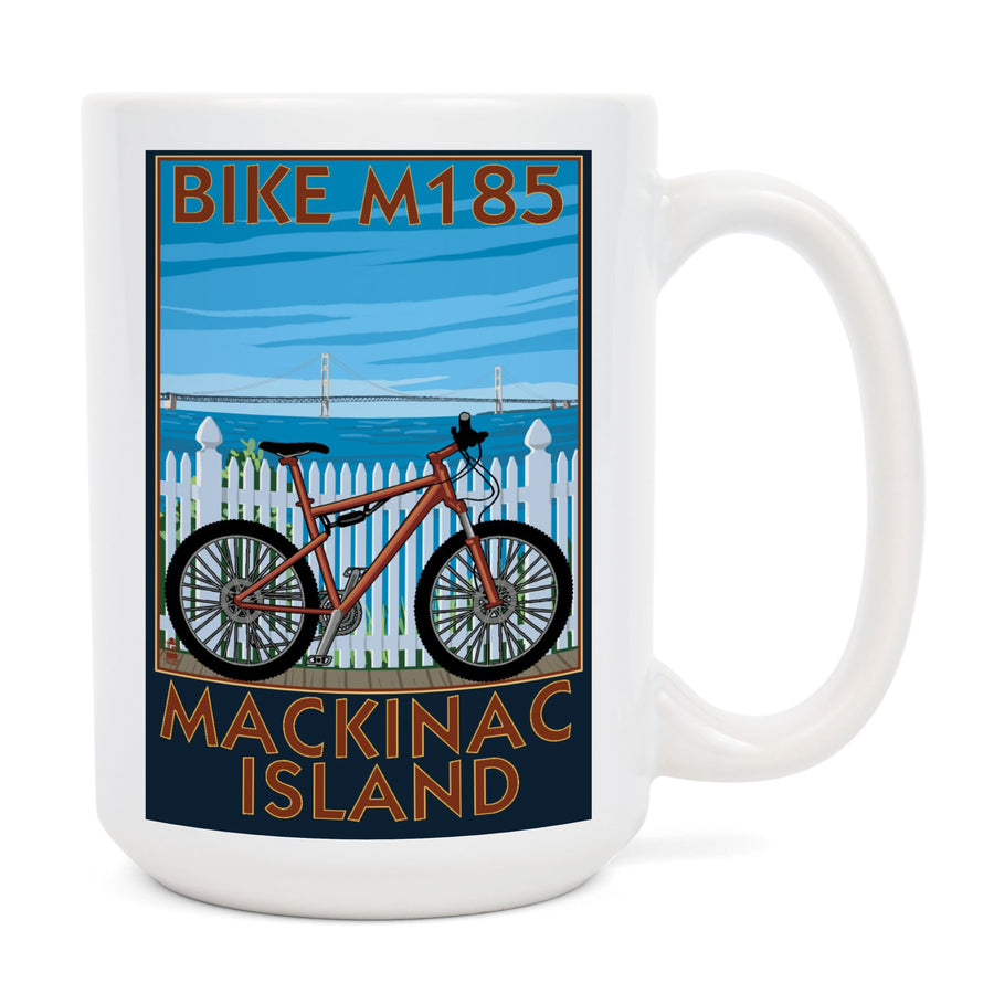 Mackinac Island, Michigan, Mountain Bike Scene, Lantern Press Artwork, Ceramic Mug Mugs Lantern Press 