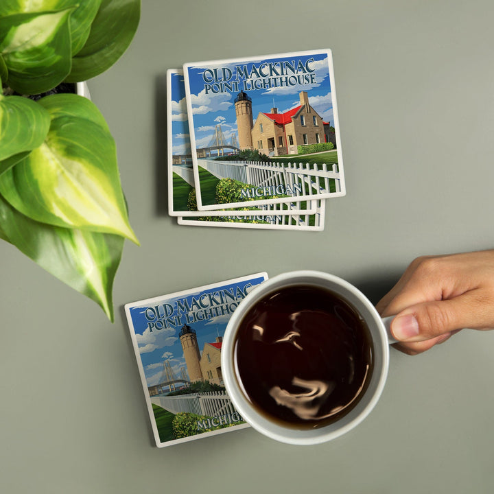 Mackinac Island, Michigan, Old Mackinac Lighthouse, Coasters Coasters Lantern Press 