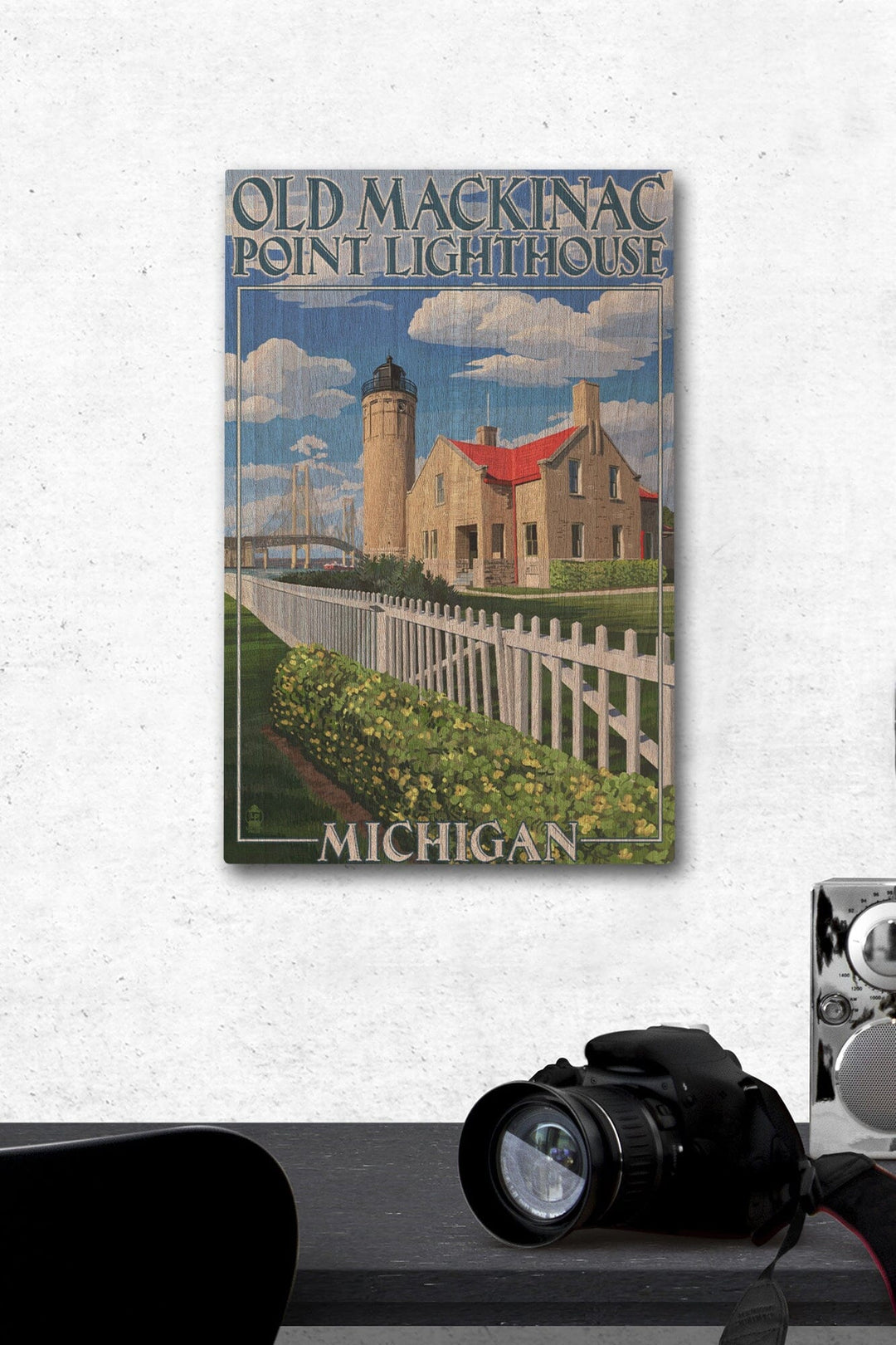 Mackinac Island, Michigan, Old Mackinac Lighthouse, Lantern Press Artwork, Wood Signs and Postcards Wood Lantern Press 12 x 18 Wood Gallery Print 