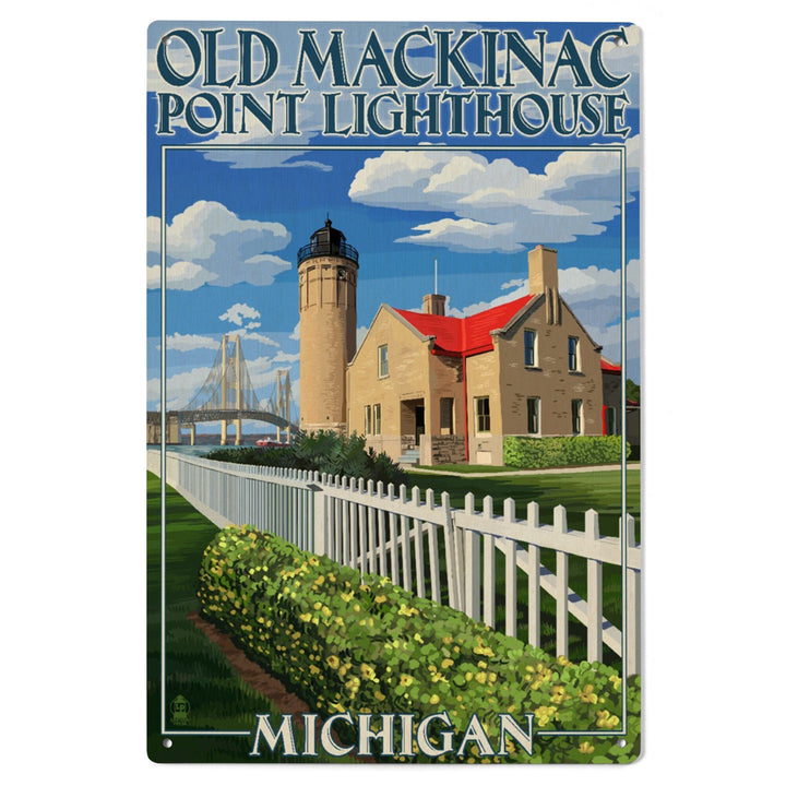 Mackinac Island, Michigan, Old Mackinac Lighthouse, Lantern Press Artwork, Wood Signs and Postcards Wood Lantern Press 