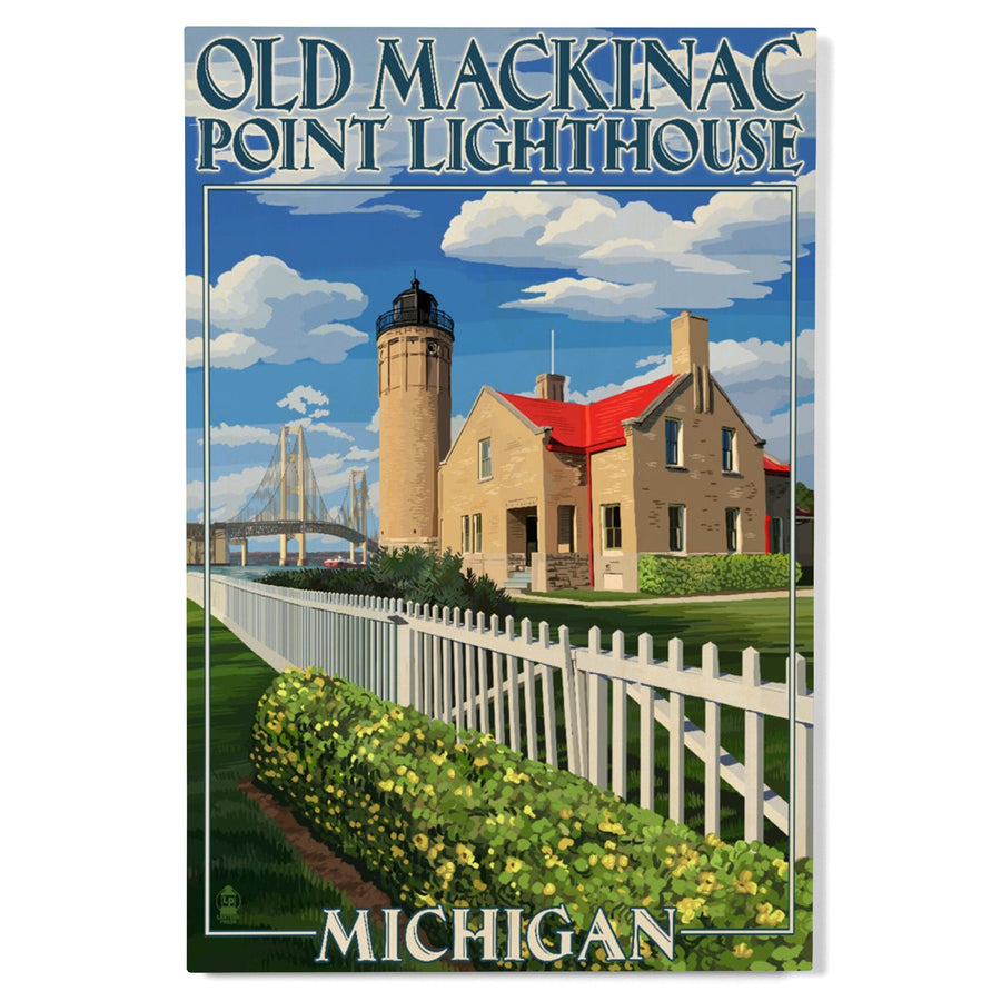 Mackinac Island, Michigan, Old Mackinac Lighthouse, Lantern Press Artwork, Wood Signs and Postcards Wood Lantern Press 