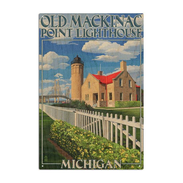 Mackinac Island, Michigan, Old Mackinac Lighthouse, Lantern Press Artwork, Wood Signs and Postcards Wood Lantern Press 6x9 Wood Sign 
