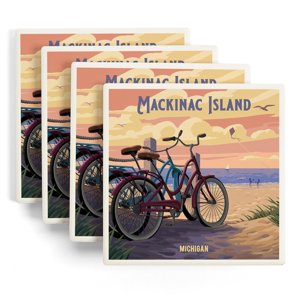 Mackinac Island, Michigan, Painterly, The Beach Is Calling, Coasters Coasters Lantern Press 