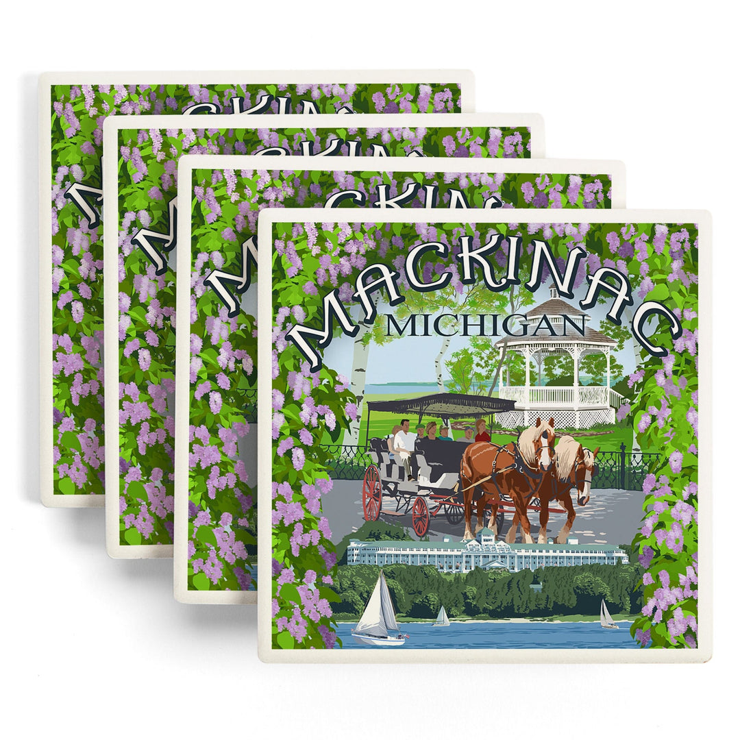 Mackinac, Michigan, Montage Scenes, Coasters Coasters Lantern Press 