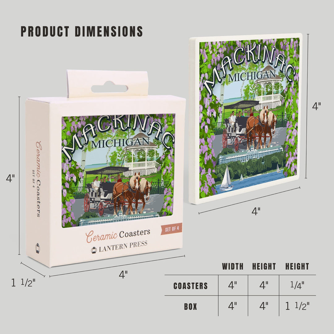 Mackinac, Michigan, Montage Scenes, Coasters Coasters Lantern Press 