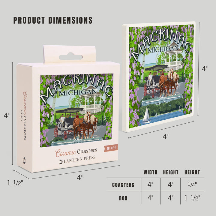 Mackinac, Michigan, Montage Scenes, Coasters Coasters Lantern Press 