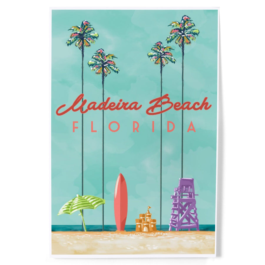 Madeira Beach, Florida, Tall Palms Beach Scene, Art & Giclee Prints Art Lantern Press 