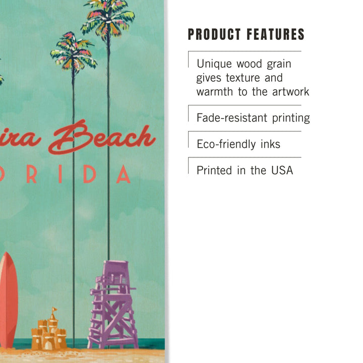 Madeira Beach, Florida, Tall Palms Beach Scene, Lantern Press Artwork, Wood Signs and Postcards Wood Lantern Press 