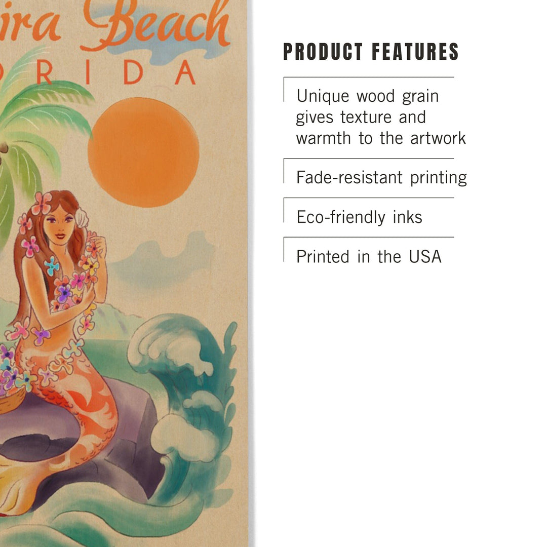 Madeira Beach, Florida, Tropical Mermaid, Lantern Press Artwork, Wood Signs and Postcards Wood Lantern Press 