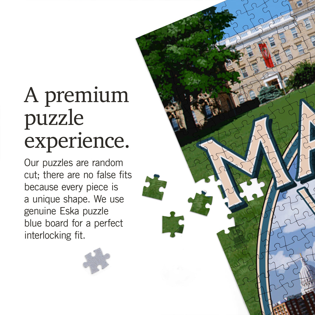 Madison, Wisconsin, Montage Scenes, Jigsaw Puzzle Puzzle Lantern Press 
