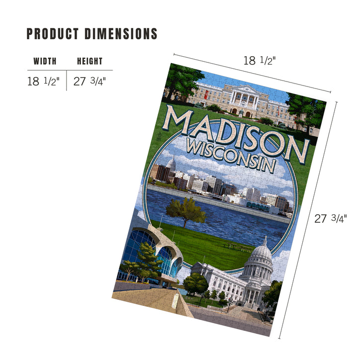 Madison, Wisconsin, Montage Scenes, Jigsaw Puzzle Puzzle Lantern Press 