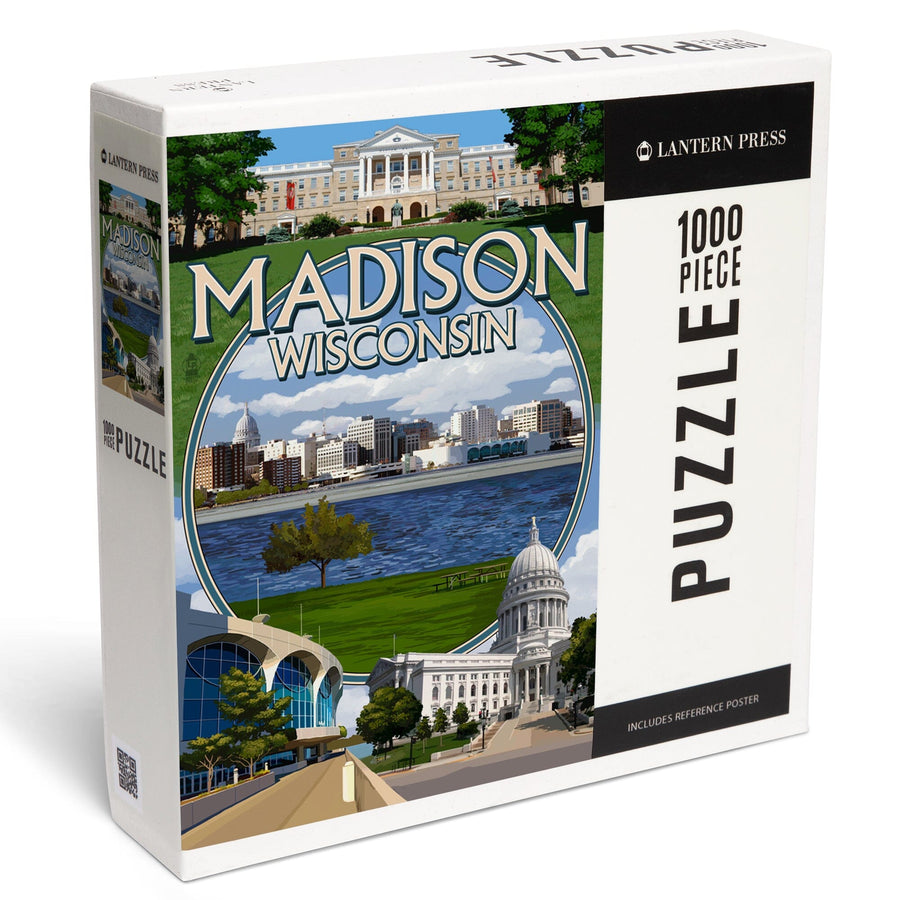 Madison, Wisconsin, Montage Scenes, Jigsaw Puzzle Puzzle Lantern Press 