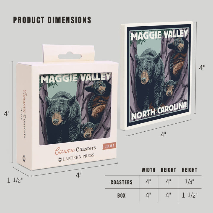 Maggie Valley, North Carolina, Bears in Tree, Coasters Coasters Lantern Press 