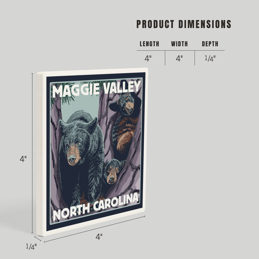 Maggie Valley, North Carolina, Bears in Tree, Coasters Coasters Lantern Press 