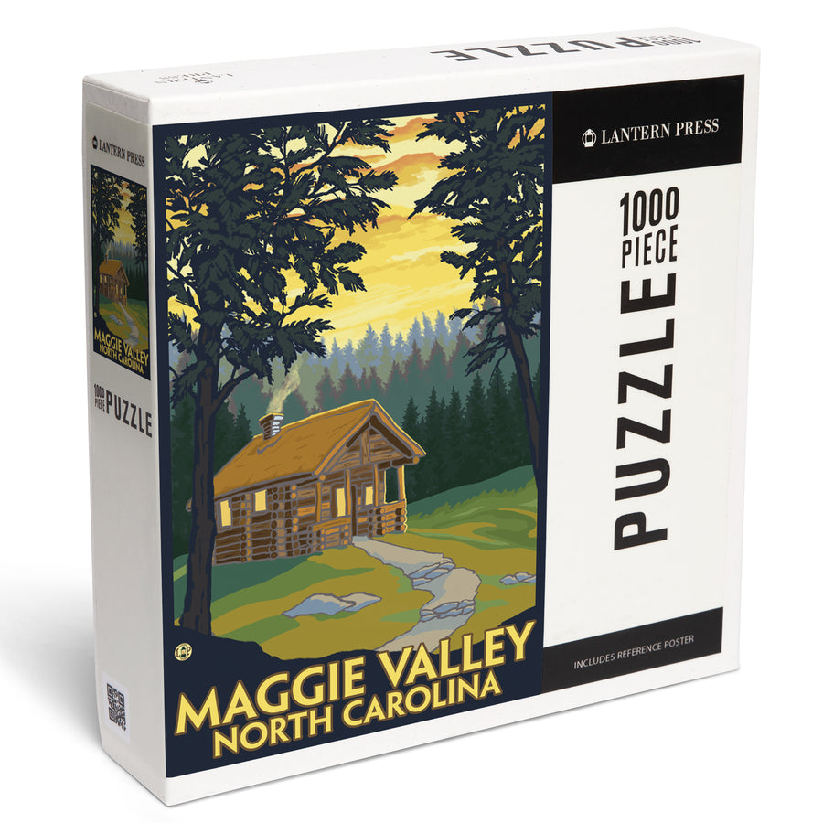Maggie Valley, North Carolina, Cabin Scene, Jigsaw Puzzle Puzzle Lantern Press 