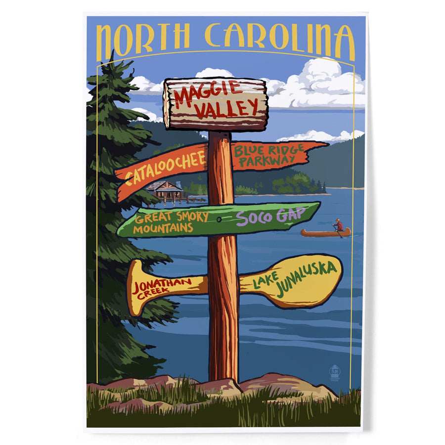 Maggie Valley, North Carolina, Sign Destinations, Art & Giclee Prints - Lantern Press