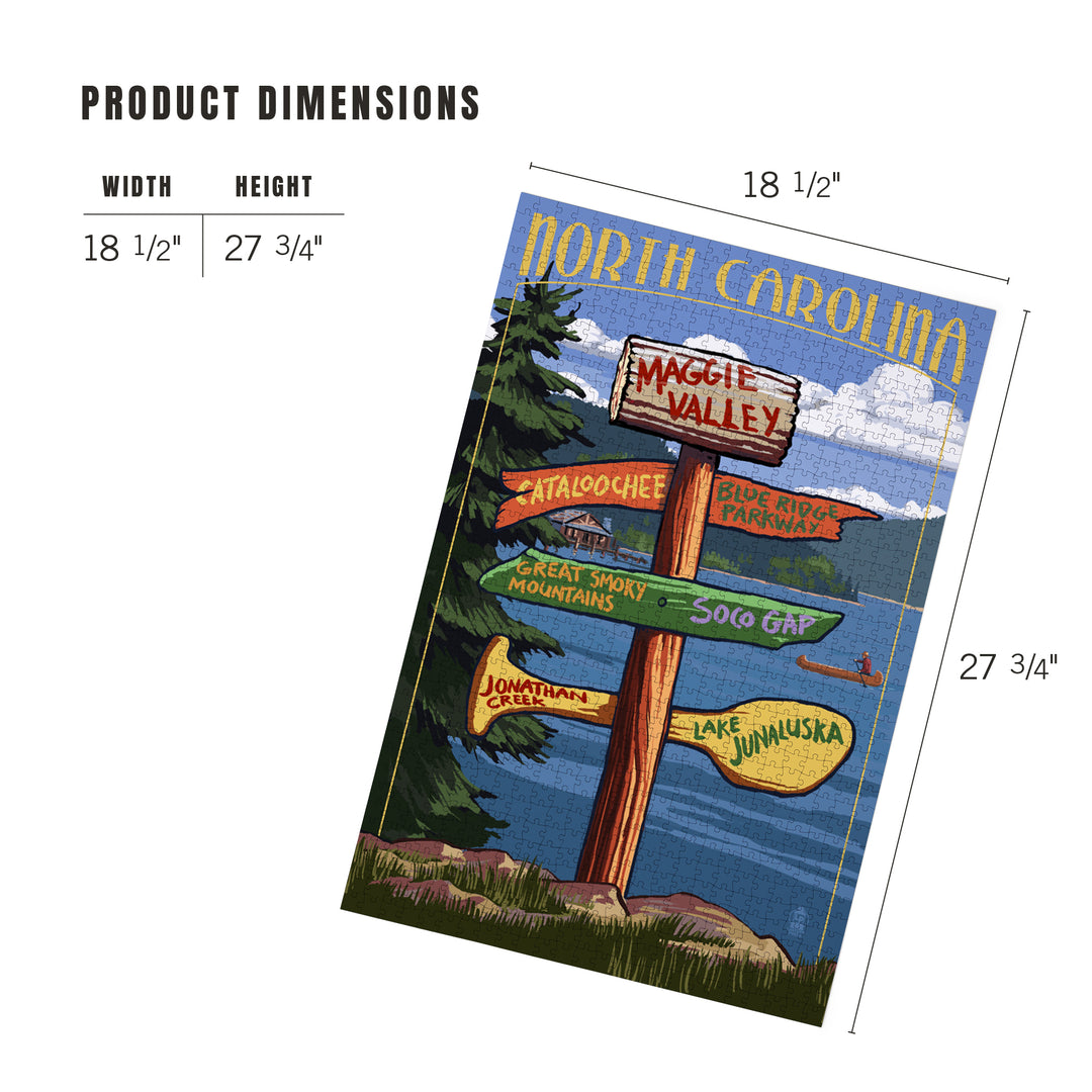 Maggie Valley, North Carolina, Sign Destinations, Jigsaw Puzzle Puzzle Lantern Press 