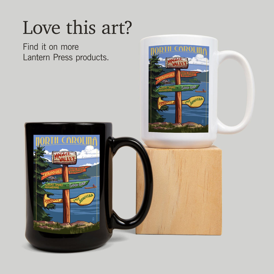 Maggie Valley, North Carolina, Sign Destinations, Lantern Press Poster, Ceramic Mug - Lantern Press