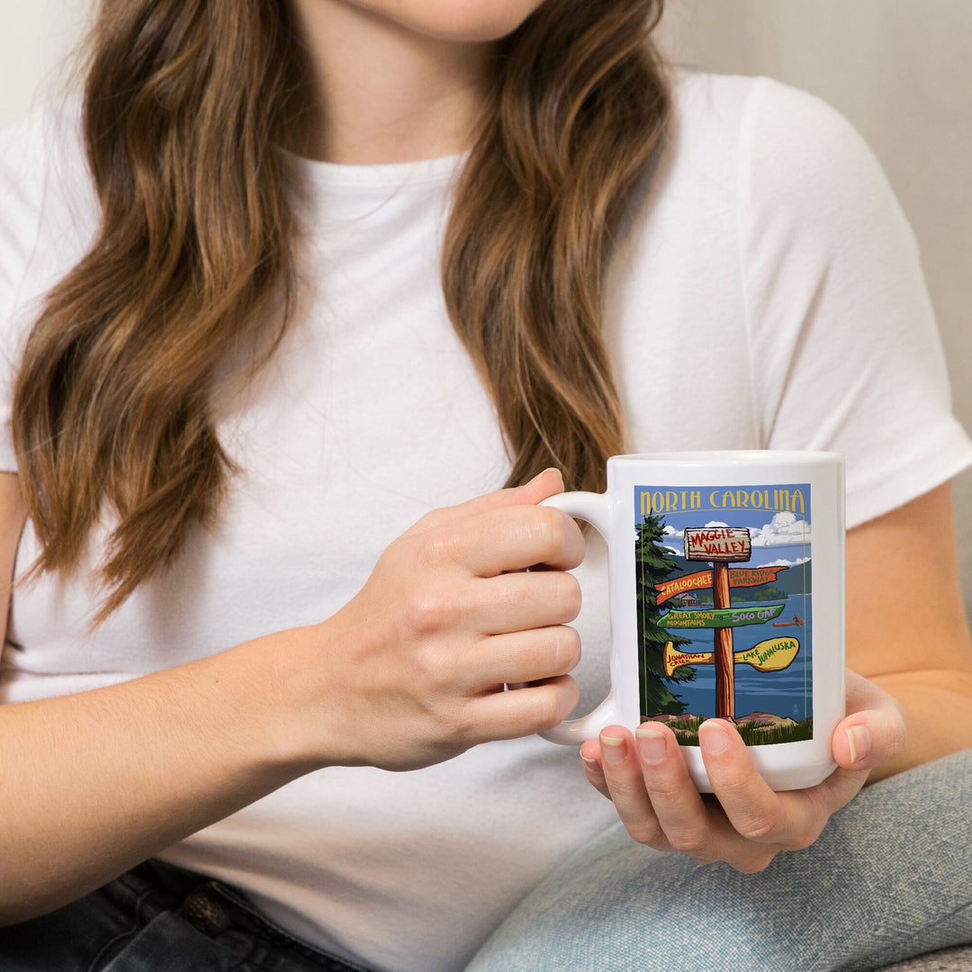 Maggie Valley, North Carolina, Sign Destinations, Lantern Press Poster, Ceramic Mug - Lantern Press