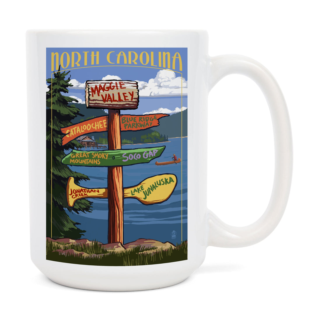 Maggie Valley, North Carolina, Sign Destinations, Lantern Press Poster, Ceramic Mug - Lantern Press