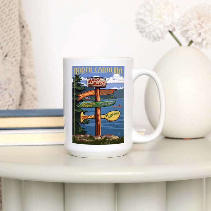 Maggie Valley, North Carolina, Sign Destinations, Lantern Press Poster, Ceramic Mug - Lantern Press