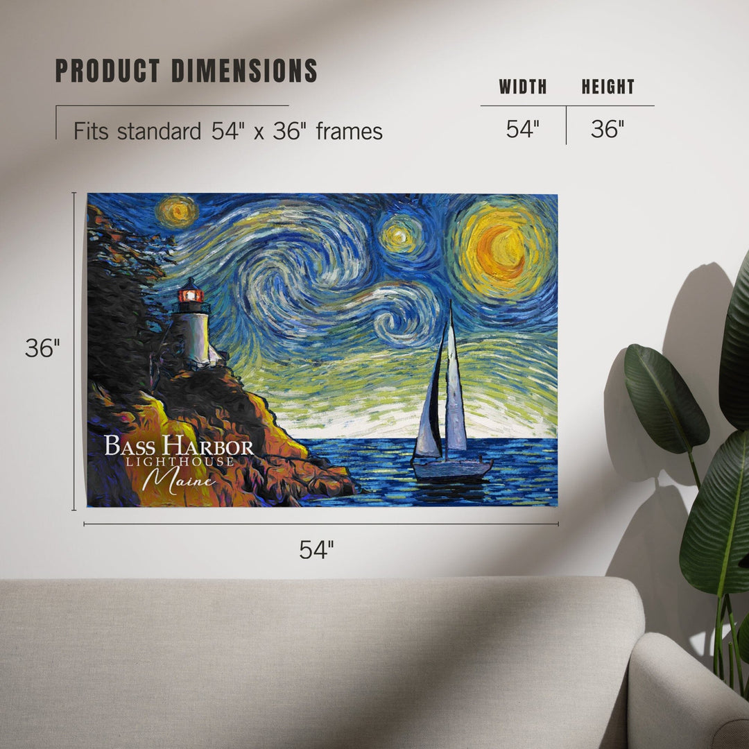 Maine, Bass Harbor Lighthouse, Starry Night, Art & Giclee Prints Art Lantern Press 