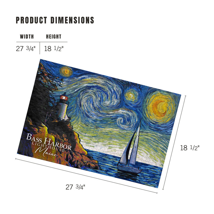 Maine, Bass Harbor Lighthouse, Starry Night, Jigsaw Puzzle Puzzle Lantern Press 