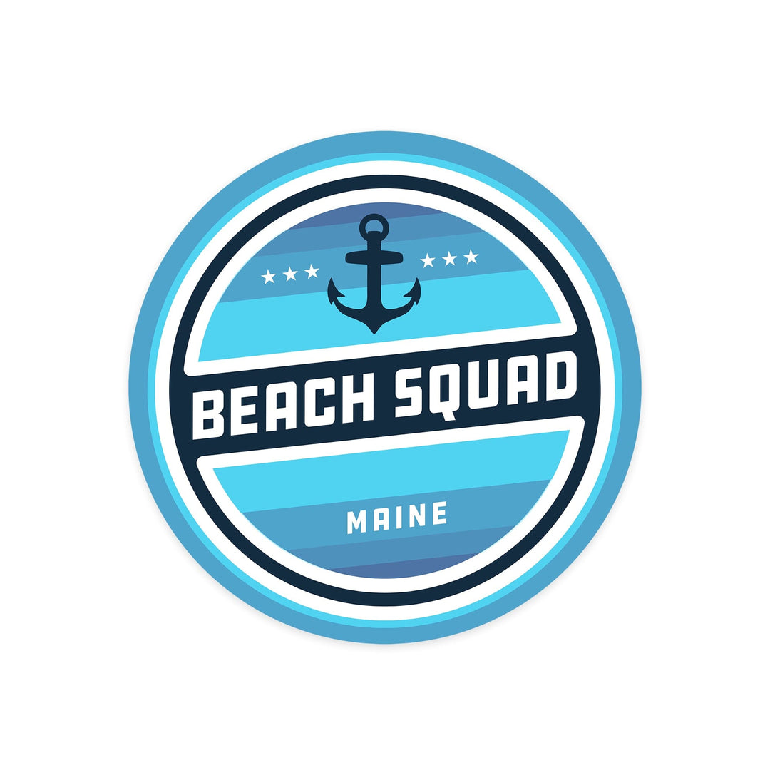 Maine, Beach Squad, Contour, Vinyl Sticker - Lantern Press