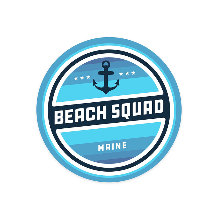 Maine, Beach Squad, Contour, Vinyl Sticker - Lantern Press