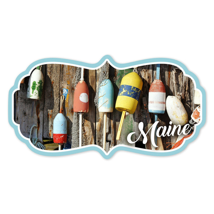 Maine, Buoys, Contour, Vinyl Sticker Sticker Lantern Press 