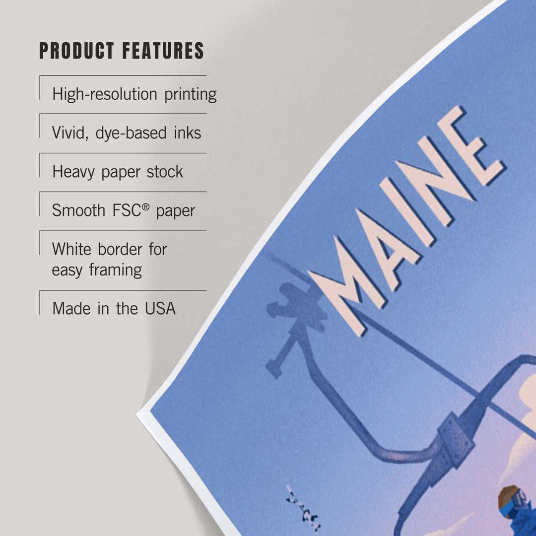 Maine, Chill on the Uphill, Ski Lift, Art & Giclee Prints Art Lantern Press 