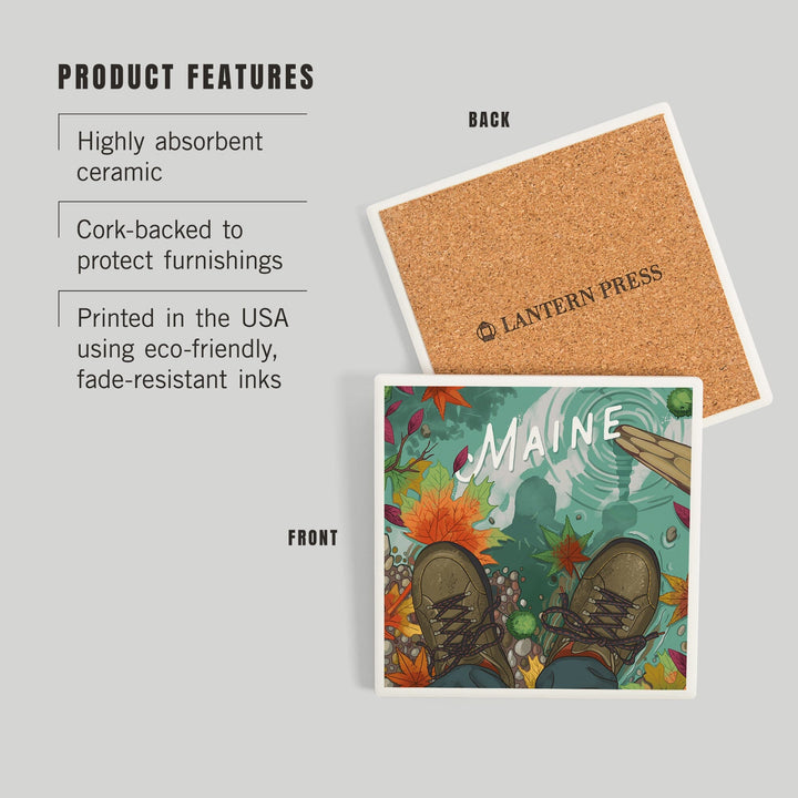 Maine, Embrace the Elements Hiking, Fall Colors, Coasters Coasters Lantern Press 