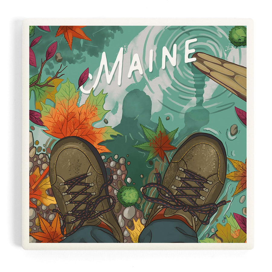 Maine, Embrace the Elements Hiking, Fall Colors, Coasters Coasters Lantern Press 