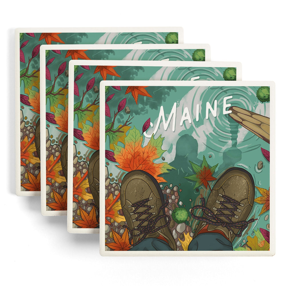 Maine, Embrace the Elements Hiking, Fall Colors, Coasters Coasters Lantern Press 