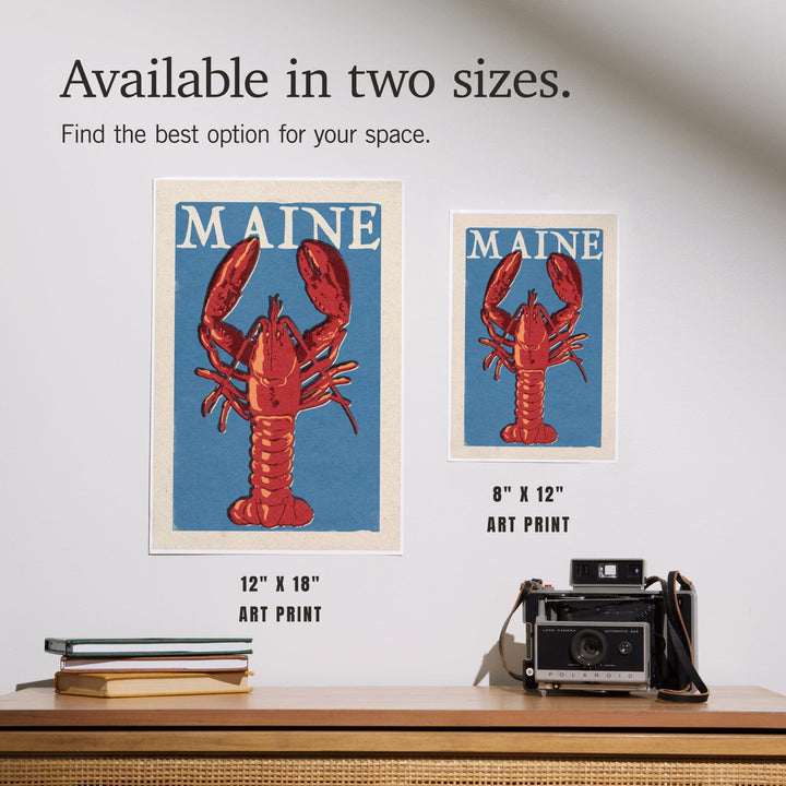 Maine, Lobster Woodblock, Art & Giclee Prints Art Lantern Press 