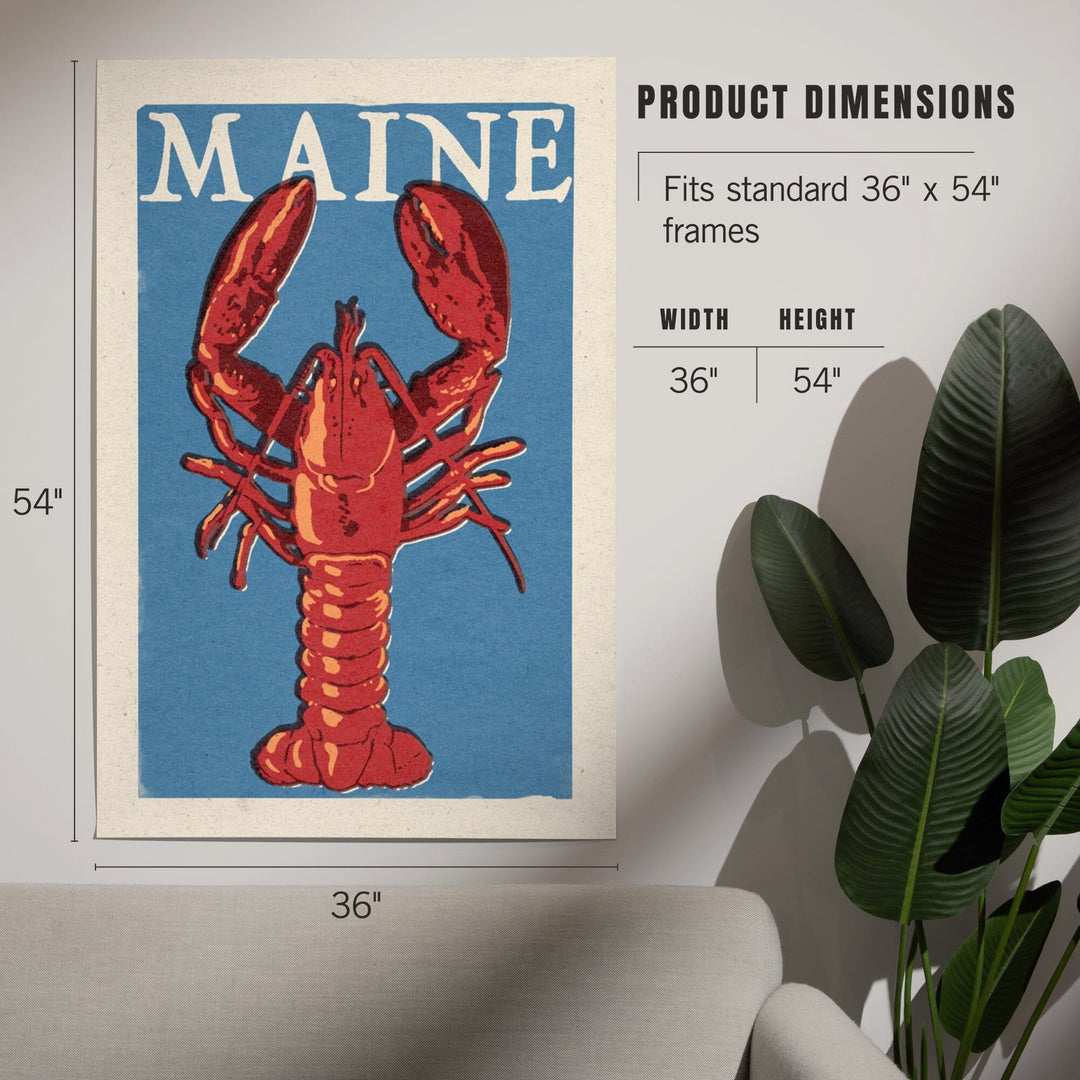 Maine, Lobster Woodblock, Art & Giclee Prints Art Lantern Press 